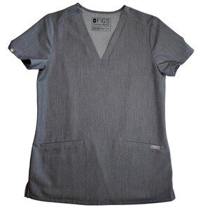FIGS Catarina 2 Pocket Gray V Neck Scrub Top XXS